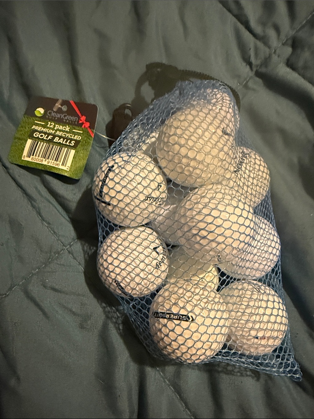 White Golf Ball Set in Blue Mesh Bag